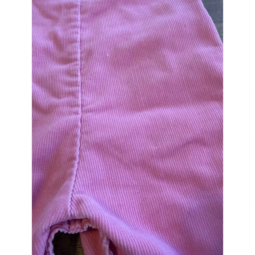 OshKosh Bgosh Vintage Pink Corduroy Vestbak Footed Overalls 6/9 Months USA Girls